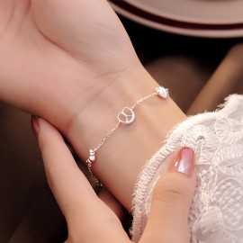 S925 Sterling Silver Minimalist Croissant Donut Br...