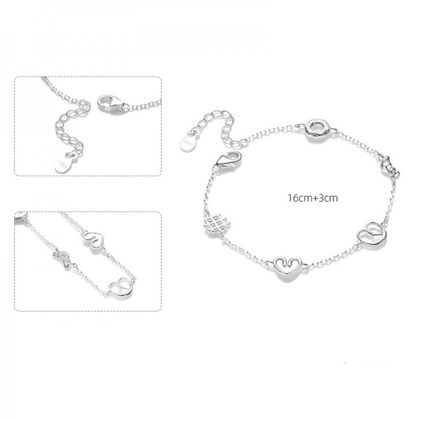 S925 Sterling Silver Minimalist Croissant Donut Bracelet