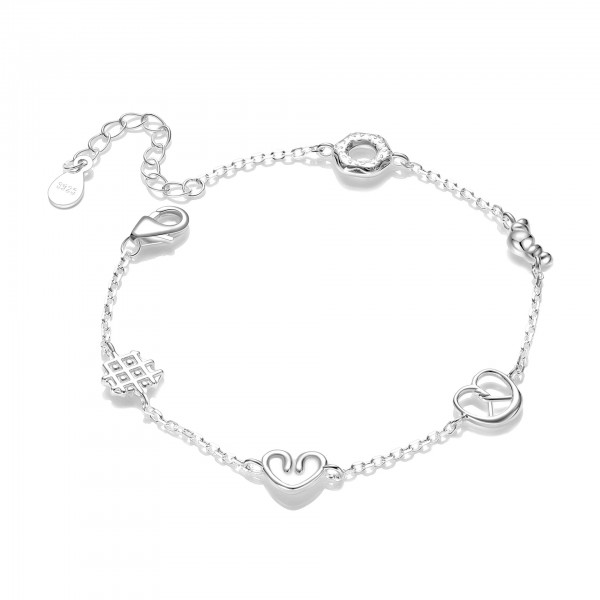S925 Sterling Silver Minimalist Croissant Donut Bracelet