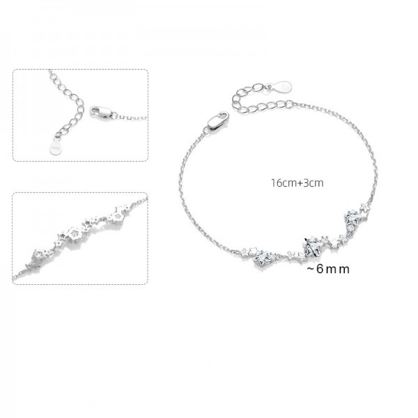 S925 Sterling Silver Minimalist Niche Little Star Wish Dazzling Star Bracelet
