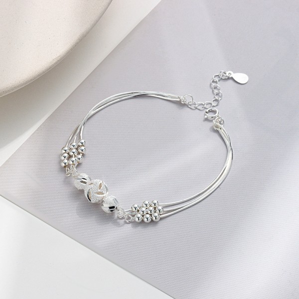 S925 Sterling Silver Multi-Layer Engraved Niche Beaded Bracelet
