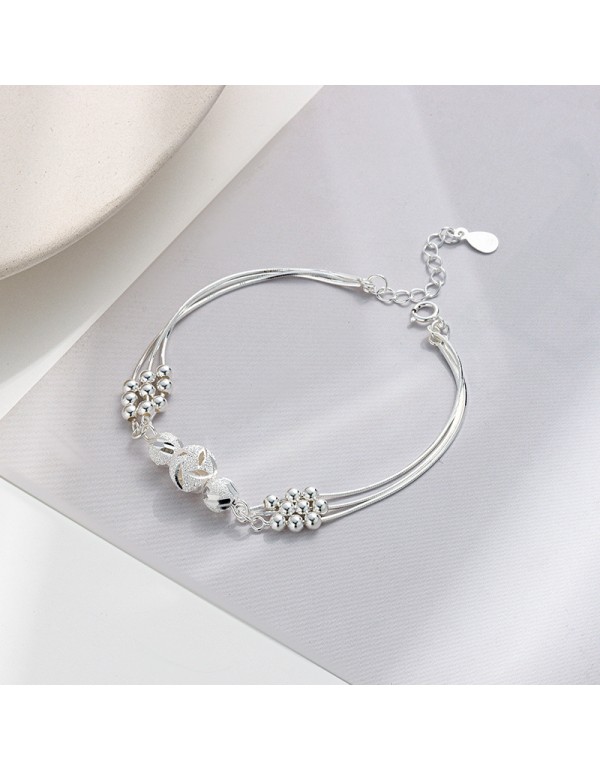 S925 Sterling Silver Multi-Layer Engraved Niche Beaded Bracelet