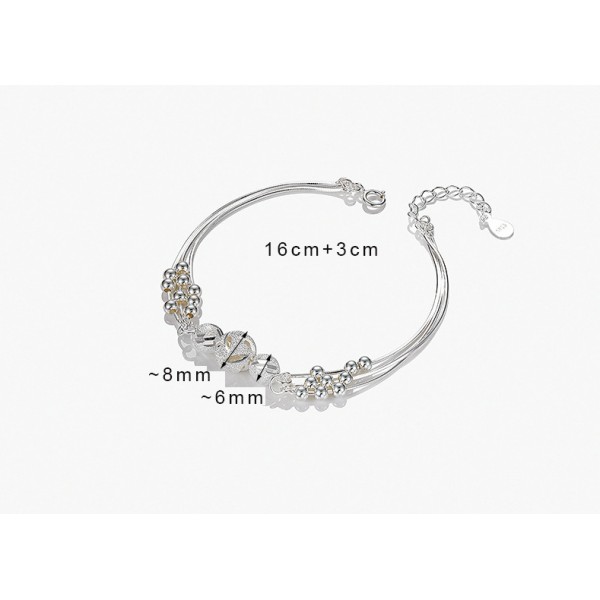 S925 Sterling Silver Multi-Layer Engraved Niche Beaded Bracelet