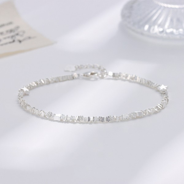 S925 Sterling Silver Niche Personality Broken Silver Stars Bracelet