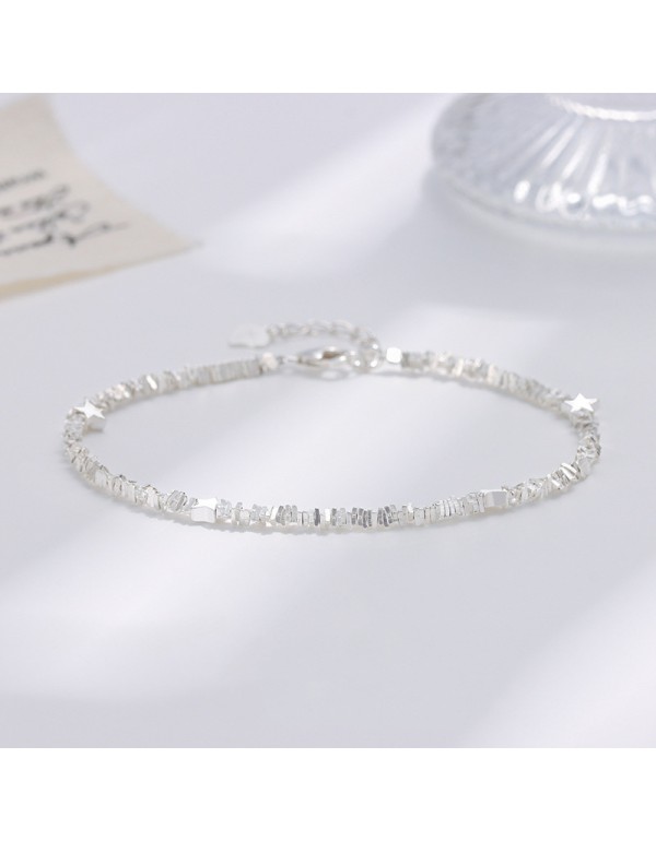 S925 Sterling Silver Niche Personality Broken Silver Stars Bracelet