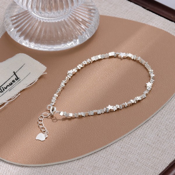 S925 Sterling Silver Niche Personality Broken Silver Stars Bracelet