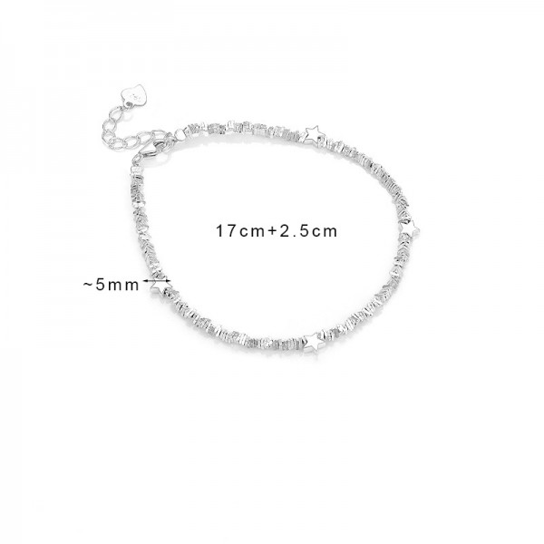 S925 Sterling Silver Niche Personality Broken Silver Stars Bracelet