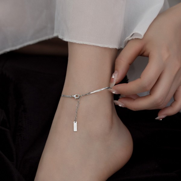 925 Sterling Silver Snake Bone Anklet