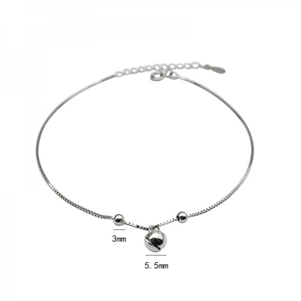 925 Sterling Silver Minimalist Bell Anklet