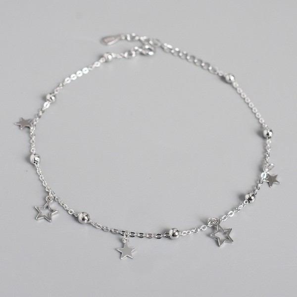925 Sterling Silver Pentagram Ankle Bracelet