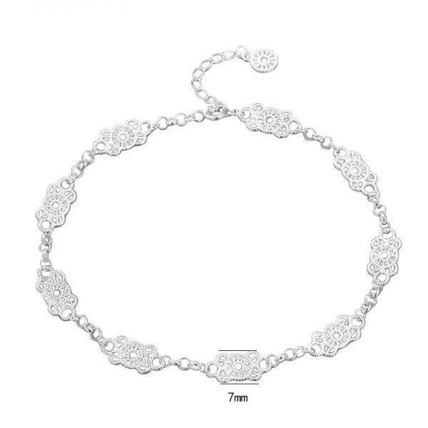 925 Sterling Silver Hollow lace Ankle Chain