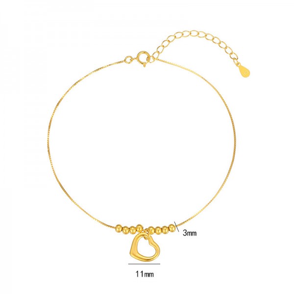 925 Sterling Silver Hollow Out Heart-Shaped Ankle Chain