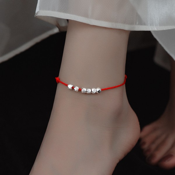 925 Sterling Silver Bead Ankle Chain