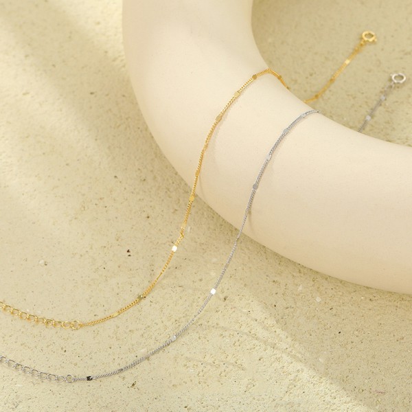 925 Sterling Silver Sequin Ankle Bracelet