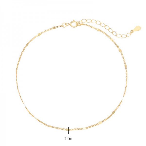 925 Sterling Silver Sequin Ankle Bracelet