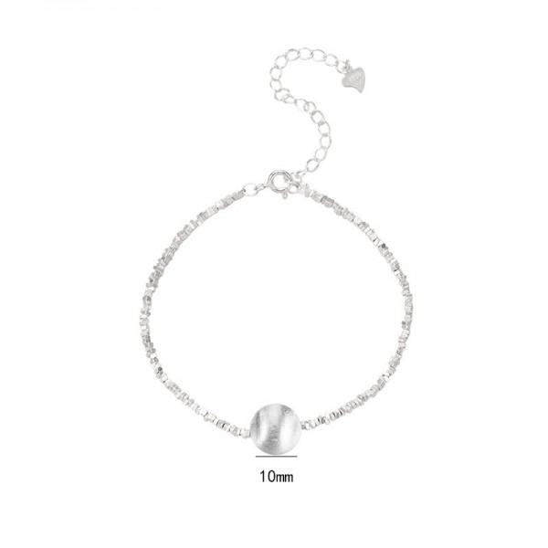 925 Sterling Silver Frosted Bead Ankle Chain