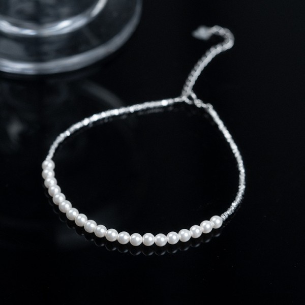 925 Sterling Silver Pearl Anklet