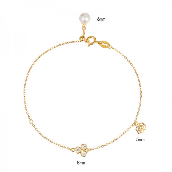 925 Sterling Silver Clover Ankle Chain