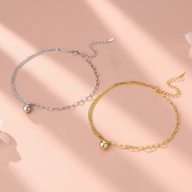 S925 Sterling Silver Mixed Chain and Ball Anklet