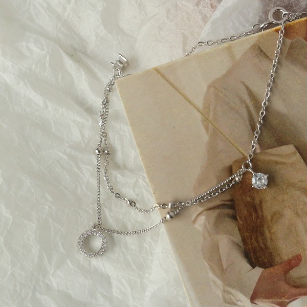 S925 Sterling Silver Double Hoop Anklet