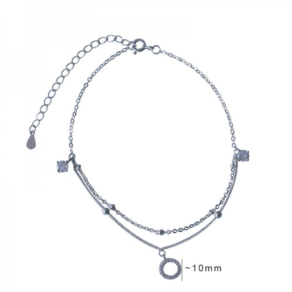 S925 Sterling Silver Double Hoop Anklet