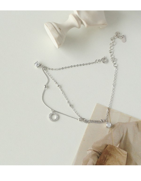 S925 Sterling Silver Double Hoop Anklet