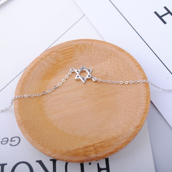 S925 Sterling Silver Niche Hexagram Anklet