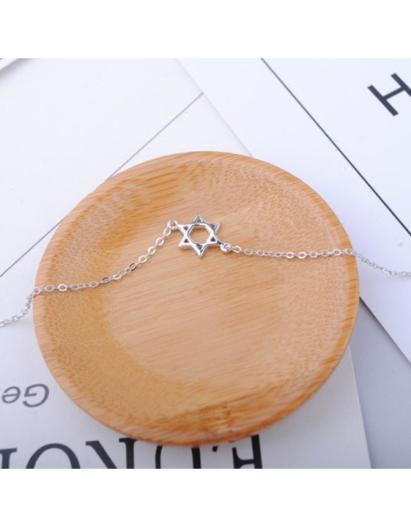 S925 Sterling Silver Niche Hexagram Anklet