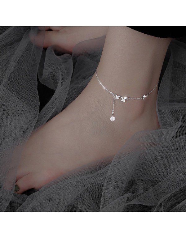 S925 Sterling Silver Minimalist Butterfly Anklet