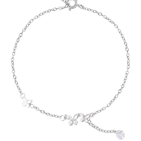 S925 Sterling Silver Minimalist Butterfly Anklet