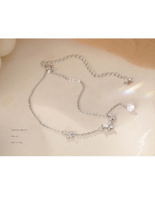 S925 Sterling Silver Minimalist Butterfly Anklet