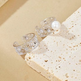 925 Sterling Silver Hollow lace Wide Ring