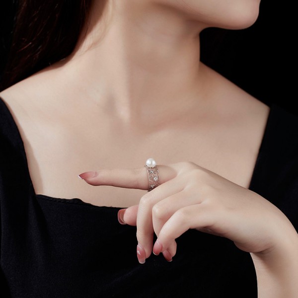 925 Sterling Silver Hollow lace Wide Ring