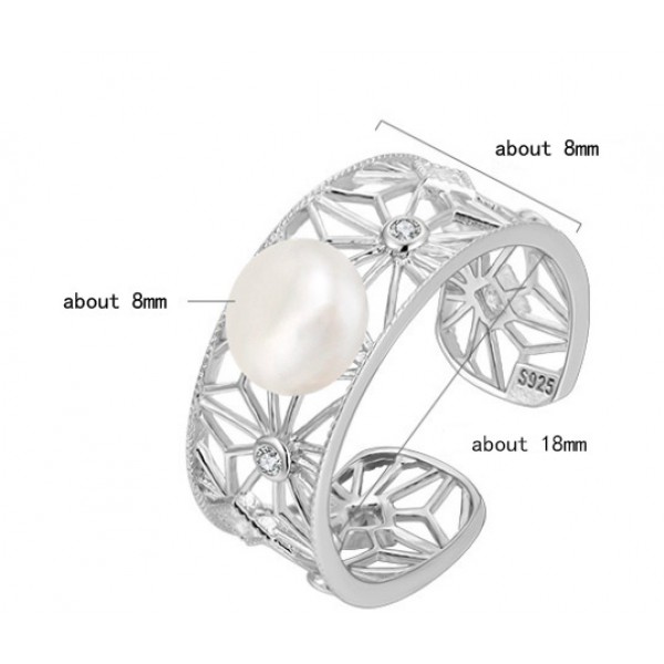 925 Sterling Silver Hollow lace Wide Ring