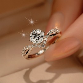 925 Sterling Silver Love Diamond Ring