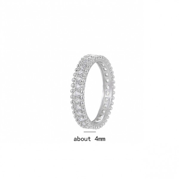 925 Sterling Silver Diamond lined Bead Ring 