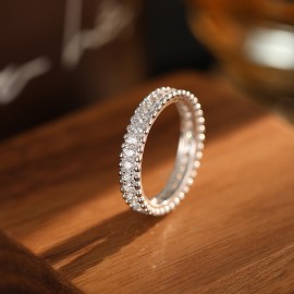 925 Sterling Silver Diamond lined Bead Ring 