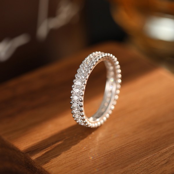 925 Sterling Silver Diamond lined Bead Ring 