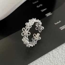 925 Sterling Silver Hollow Flower Ring