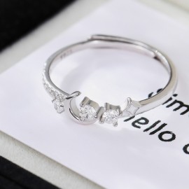 925 Sterling Silver Sun Moon Star Ring