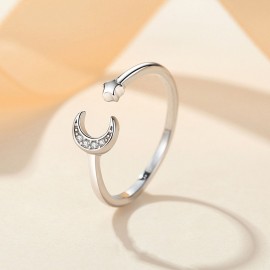925 Sterling Silver Star Moon Ring
