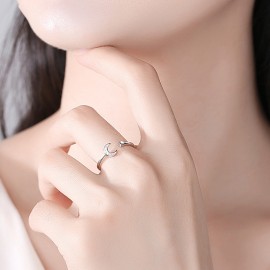 925 Sterling Silver Star Moon Ring