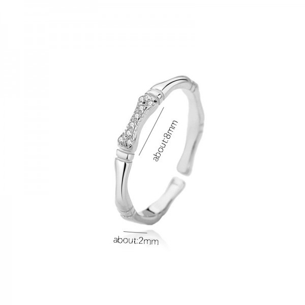 925 Sterling Silver Simple-Bamboo-Knot-Ring