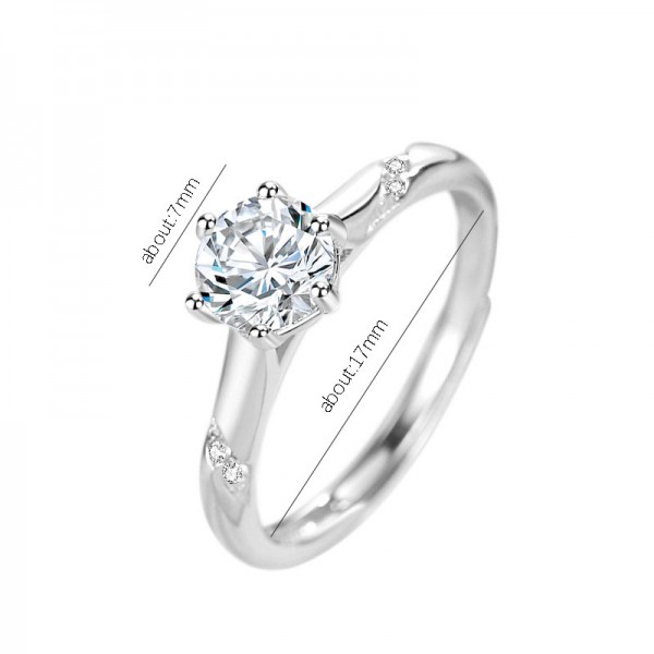 925 Sterling Silver Diamond-Simulant Ring