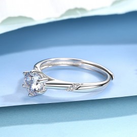 925 Sterling Silver Diamond-Simulant Ring