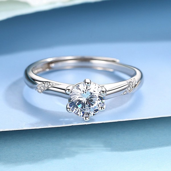 925 Sterling Silver Diamond-Simulant Ring