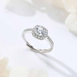 925 Sterling Silver Rhodium Plated Square Ring