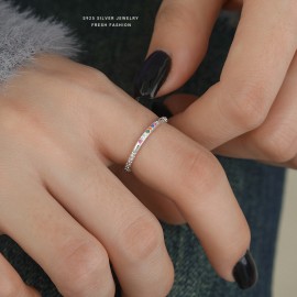 925 Sterling Silver Colorful Bead Ring