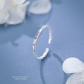 925 Sterling Silver Colorful Bead Ring