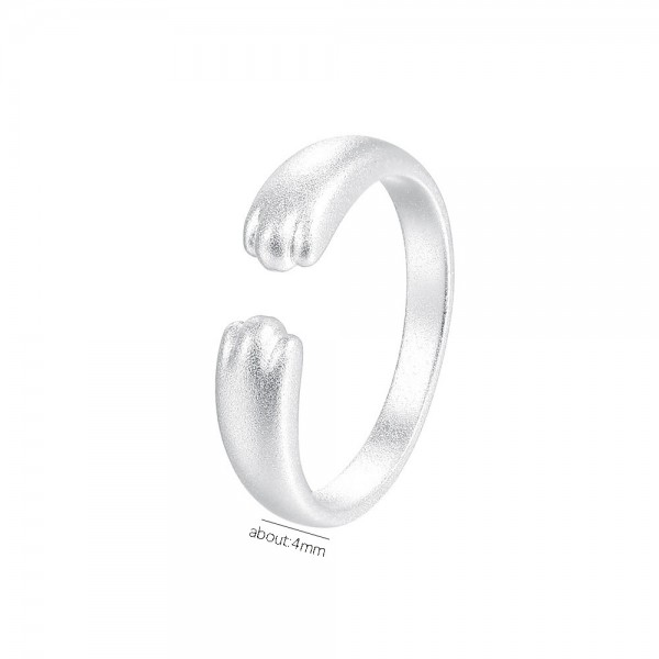 925 Sterling Silver Matte Cat Paw Ring